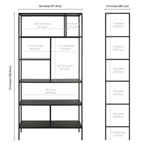 Henn&Hart 72" Tall Rectangular Bookcase in Blackened Bronze, Table for Living Room, Bedroom