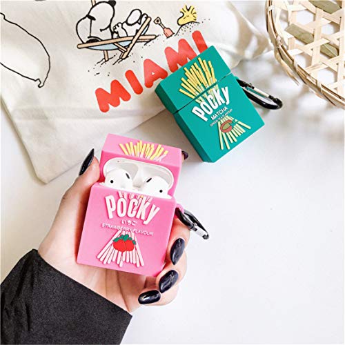 Joyleop Pink Cookie Case for Airpods 1/2, Cute Cartoon Fun Funny 3D Food Design Kids Girls Teens Boys Cover, Kawaii Cool Stylish Fashion Soft Silicone Character Trendy Air pods Cases for Airpod 1&2