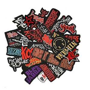 NINENINE 25Pcs Mixed Patches Lot Band Rock Patches Iron On Stripes for Clothing Embroidery Badges Clothes Stickers Jacket Applique Punk Music