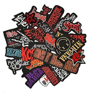 NINENINE 25Pcs Mixed Patches Lot Band Rock Patches Iron On Stripes for Clothing Embroidery Badges Clothes Stickers Jacket Applique Punk Music