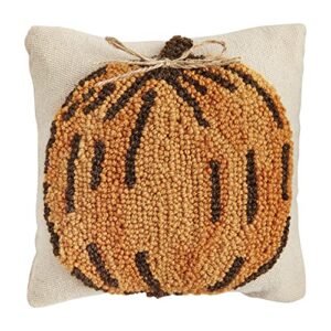 mud pie, pumpkin, mu dpie fall mini hooked pillow, 8" x 8", 1 count (pack of 1)