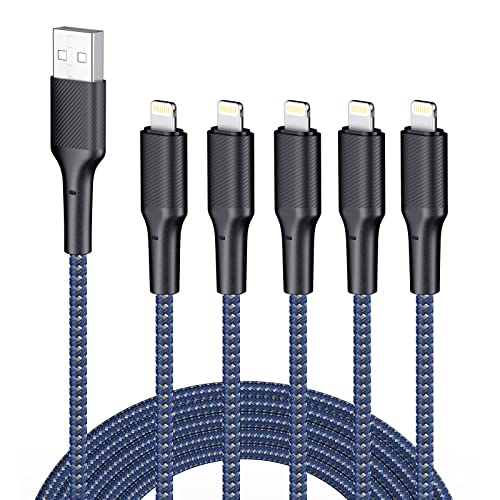 iPhone Charger Cable 10ft 5Pack,[Apple MFi Certified] Long Lightning Cable 10 Foot iPhone Charging Cord for iPhone 12/11/11 Pro/X/Xs Max/XR/8/8 Plus/7/6/6s/SE/5c/5s/5 iPad Air 2/Mini Airpods