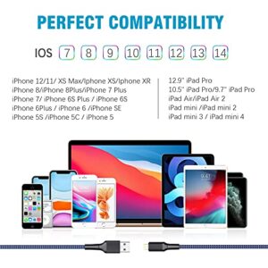 iPhone Charger Cable 10ft 5Pack,[Apple MFi Certified] Long Lightning Cable 10 Foot iPhone Charging Cord for iPhone 12/11/11 Pro/X/Xs Max/XR/8/8 Plus/7/6/6s/SE/5c/5s/5 iPad Air 2/Mini Airpods