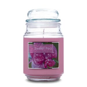 everyday escapes sweet pea scented jar candle, pink, 18 oz - up to 120 hours burn