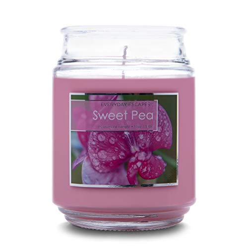 Everyday Escapes Sweet Pea Scented Jar Candle, Pink, 18 oz - Up to 120 Hours Burn