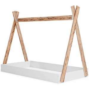 Signature Design by Ashley Piperton Modern Youth Tent Bed Frame, Full, Natural Wood & White
