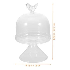 Cabilock Mini Cake Stand Glass Dome Cover Single Cupcake Stand Clear Cake Stand Cloche Dome Display Case Tiny Cake Stand Cake Cover (3.8x3.8x7.4inch/9.8x9.8x19cm)