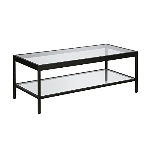 Henn&Hart 45" Wide Rectangular Rectangular Coffee Table in Blackened Bronze, Modern Rectangular Coffee Tables for living room, studio apartment essentials