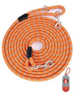 long dog leash for dog training 10ft/16ft/30ft/50ft/100ft, reflective threads check cord dog leash, heavy duty dog lead for large medium small dogs outside walking, playing, camping, or yard