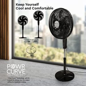 Comfort Zone CZST180BK PowrCurve Pedestal Fan, 6 Blades, Tri-Curve Grill, 180-Degree Adjustable Tilt, 3-Speed, 18-inch, Black