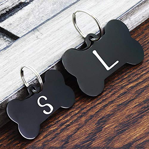 Ultra Joys Stainless Steel Pet ID Tag Dog Name Tags Personalized Front and Back Engraving, Customized Dog Tags and Cat Tags, Optional Engraved on Both Sides, Bone Tag with Mountain Design, Large