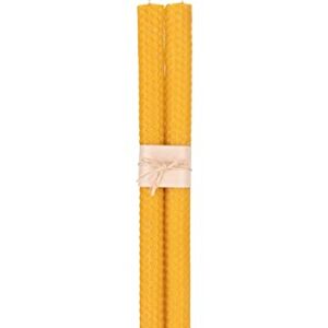 Pure Taiwan Beeswax Handmade Taper Candles (Fair Trade City, Taipei) - 10 Inch - Natural Subtle Honey Smell - Taiwanese Tapers (Yellow)