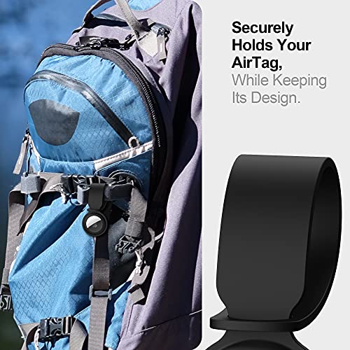 SURPHY 2 Pack Case for Airtag Case with Screen Protector, (Airtag Not Pop Up Easily) Liquid Silicone Airtag Holder AirTag Loop with TPU Film for Airtag (Black + White)