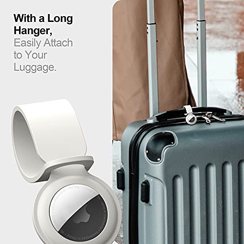 SURPHY 2 Pack Case for Airtag Case with Screen Protector, (Airtag Not Pop Up Easily) Liquid Silicone Airtag Holder AirTag Loop with TPU Film for Airtag (Black + White)