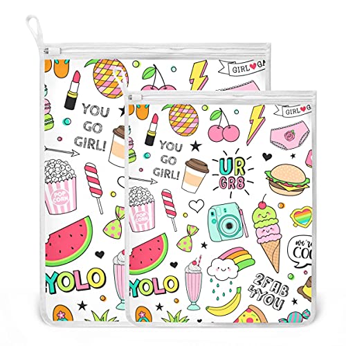 Cute Fun Doodles Laundry Mesh Bag Delicates Lingerie Laundry Wash Bag Heavy Duty with Zipper Bra Laundry Bags for Women Men Students Colleage