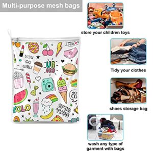 Cute Fun Doodles Laundry Mesh Bag Delicates Lingerie Laundry Wash Bag Heavy Duty with Zipper Bra Laundry Bags for Women Men Students Colleage