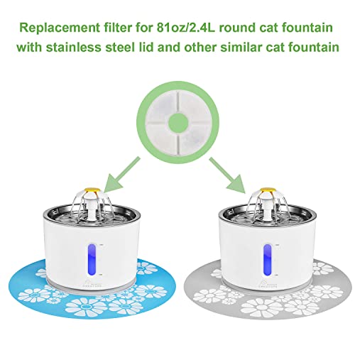 Wonder Creature Cat Fountain Filter Replacement for Round Stainless Steel Top Cat Fountain, 8 Carbon Filters 4 Foam Filters Pack