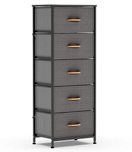 waytrim vertical dresser storage tower with 5 drawers, fabric organizer dresser tower for bedroom, hallway, entryway, closets - charcoal