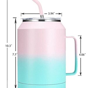 zenbo 50 oz Mug Tumbler – Stainless Steel Vacuum Insulated Mug with Handle,Lid and Straw,Keeps Drinks Cold up to 36 Hours – Sweat-Proof Body, Dishwasher Safe