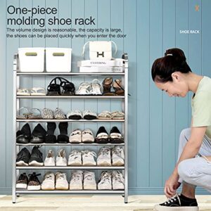 Shoe Rack Organizer for white metal,6 Tier Free Standing Shoe Rack Stainless steel Shoes Storage Shelf,Stackable Shoe Shelf for Entryway Doorway in silver