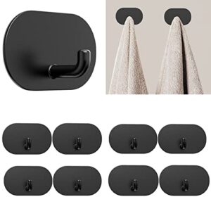 adhesive hooks heavy duty stick on wall hooks stainless steel kitchen bathroom hooks rust-proof metal hooks for hanging keys, hat, towel robe, black, pack of 8