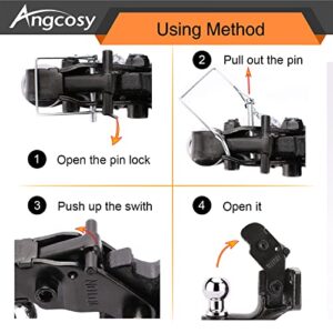 ANGCOSY 10-Ton Pintle Hook Trailer Hitches Receiver Hook Combination 2-5/16” Hitch Ball with Mounting Kit, 20000 lbs