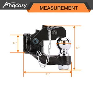 ANGCOSY 10-Ton Pintle Hook Trailer Hitches Receiver Hook Combination 2-5/16” Hitch Ball with Mounting Kit, 20000 lbs