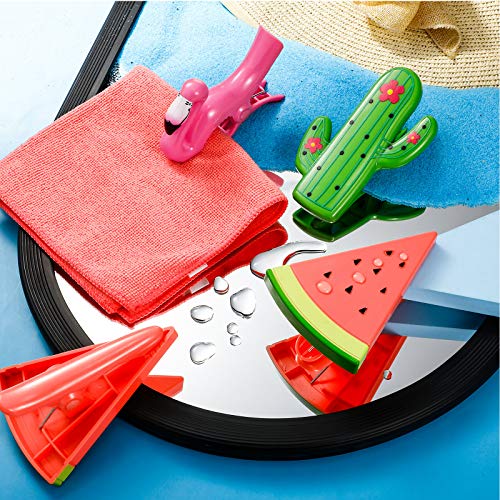 Yalikop 6 Pieces Beach Towel Clips Chair Clips Towel Clips Holder Clothes Pins in Fun Bright Colors Jumbo Size for Pool Loungers Clothes Quilt Blanket (Cute Style)