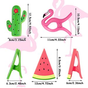 Yalikop 6 Pieces Beach Towel Clips Chair Clips Towel Clips Holder Clothes Pins in Fun Bright Colors Jumbo Size for Pool Loungers Clothes Quilt Blanket (Cute Style)