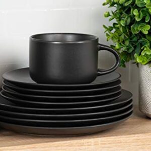 10 Strawberry Street Wazee Matte Coupe Dinnerware Set, 16 pc, Black