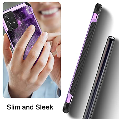 BENTOBEN Samsung Galaxy A32 5G Case, Slim Fit Glow in The Dark 2 in 1 Heavy Duty Rugged Hybrid Soft TPU Bumper Hard PC Shockproof Protective Cases Cover for Samsung Galaxy A32 5G 6.5", Nebula/Galaxy