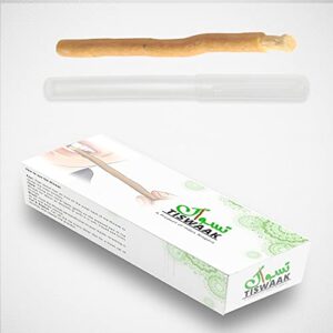 tiswaak - pack of 12 miswak stick natural teeth whitening kit – muslim natural flavored herbal toothbrush miswak sticks vacuum sealed with holder for healthy gums, teeth & fresher breath || pack of 12