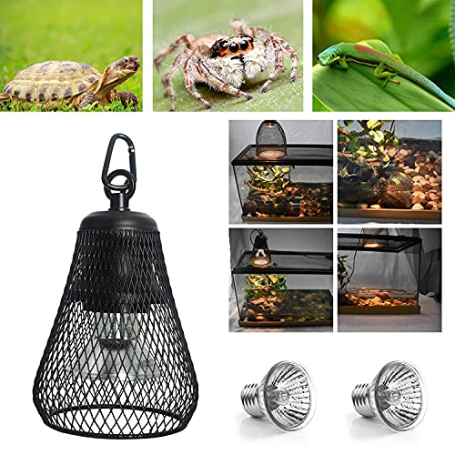 Reptile Heat Lamp Cap for Reptiles, UVA UVB Reptile Turtle Heating Light Dome Lamp Cap Covers for Tortoise Lizards Snake one Terrarium lamp Cap Cover +Three 25W Bulb+1 Clip+1tweezer