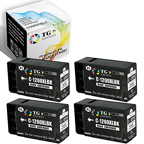 TG Imaging 4xBlack Compatible 1200XL Ink Cartridge Replacement for Canon 1200 PGI-1200 XL PGI1200 for MAXIFY MB2320 MB2020 MB2720 MB2120 MB2050 2350 MB2030 Inkjet Printers