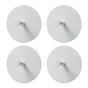 4 pcs white towel adhesive hooks for tile wall stainless steel wall hangers of heavy duty shower stick on hooks for coat,hat,key wall sticky hooks adhesive shower hooks kitchen bathroom no drill hook