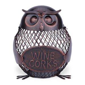 plancholo home decor wine animal cork holder, wine kitchen cork holder, collector decorative vino cork storage box container gift, set of 1, owl