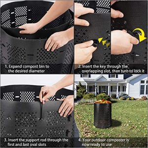 Zodight 220 Gallon Compost Bin Outdoor, Expandable Outdoor Composter, Easy Assembling, Large Capacity, Fast Creation of Fertile Soil