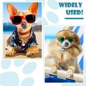 3 Pieces Pet Dog Hawaiian Costume Include Hawaiian Dog T-Shirts Pineapple Print Puppy Summer Clothes, Straw Hat and Cool Gold Chain Necklace for Small Medium Dogs (Medium, Navy Blue)