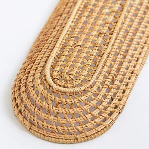 Rattan Handwoven Towel Tray Candy Dish Plate Fruit Oval Trays Cosmetics Jewelry Organizer for Bathroom Vanity Countertops (S-20cm)