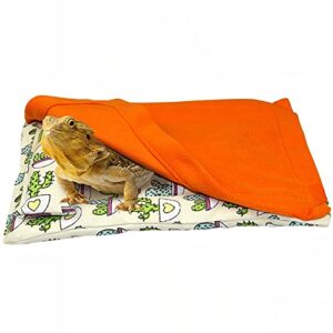 haichen tec bearded dragon sleeping bag with pillow and blanket soft bed habitat decor cage accessories for reptile bearded dragon leopard gecko lizard (orange)