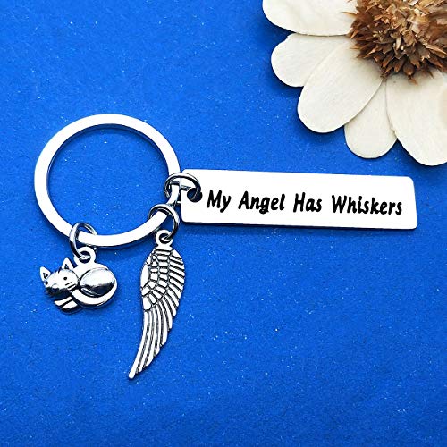 Pet Memorial Gift Loss of Cat Keychain Sympathy Loss of Cat Gift Pet Loss Jewelry Has Whiskers Keyring In Memory of Cat Pet Sympathy Gift for Cat Lover Family Friends Remembrance Gifts
