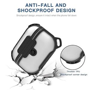 Towevine Waterproof AirPods Pro Case Cover, IP68 Waterproof Shockproof Dustproof Full-Body Protective Rugged Case for AirPods Pro with Keychain, Support Wireless Charging, Visible LED Light