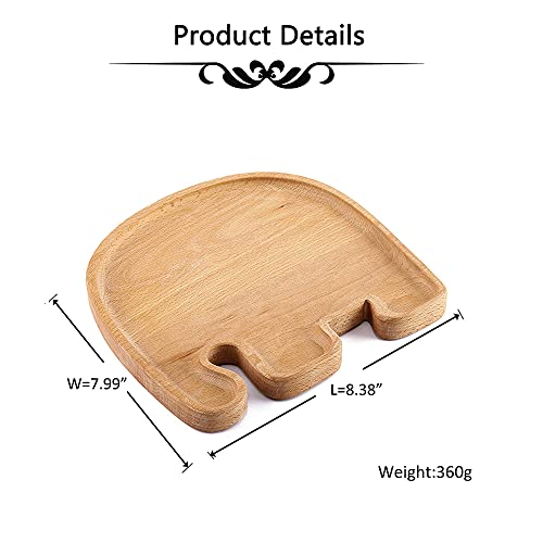 CrystalTears Wooden Serving Tray Platter Handmade Elephant Shaped Snack Fruit Dessert Serving Platter Wood Crystal Display Tray Jewelry Trinket Dish for Home Decoration