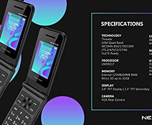 Flip Phone 4G LTE Volte Unlocked Compatible with T-Mobile Mint GSM Worldwide Maxwest Neo 4G Dual Nano Sim LTE Bluetooth (NOT VERIZON/Boost) Radio FM