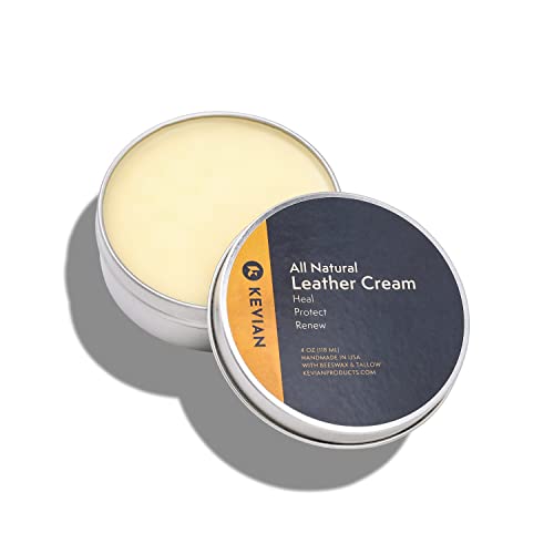 Kevian Leather Cream and Conditioner - Heals, Protects, and Renews - All-Natural Formula Made with Beeswax and Tallow - Made in USA! (4oz)