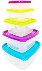 voyisa food storage container storage bowls kitchen & pantry organization meal prep container with lids, bpa-free, freezer, microwave and dishwasher safe (5 sets pack )