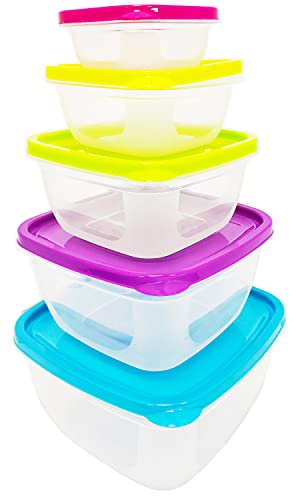 VOYISA Food Storage Container Storage Bowls Kitchen & Pantry Organization Meal Prep Container with Lids, BPA-Free, Freezer, Microwave and Dishwasher Safe (5 Sets Pack )