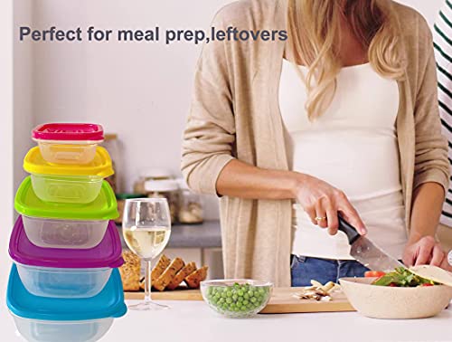 VOYISA Food Storage Container Storage Bowls Kitchen & Pantry Organization Meal Prep Container with Lids, BPA-Free, Freezer, Microwave and Dishwasher Safe (5 Sets Pack )
