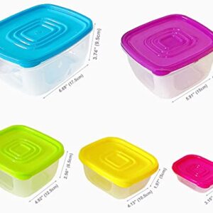 VOYISA Food Storage Container Storage Bowls Kitchen & Pantry Organization Meal Prep Container with Lids, BPA-Free, Freezer, Microwave and Dishwasher Safe (5 Sets Pack )