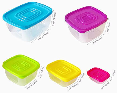 VOYISA Food Storage Container Storage Bowls Kitchen & Pantry Organization Meal Prep Container with Lids, BPA-Free, Freezer, Microwave and Dishwasher Safe (5 Sets Pack )